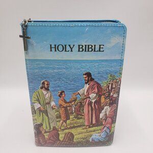 Nelson Holy Bible King James Version Red Letter Jesus Pictorial Zippered 1987